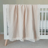 Cotton Muslin Swaddle Blankets Newborn Baby Tassel Receiving