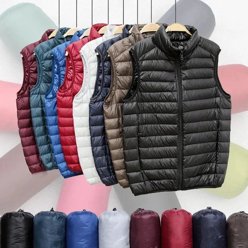 2024 New Winter stand collar Men's Vest White