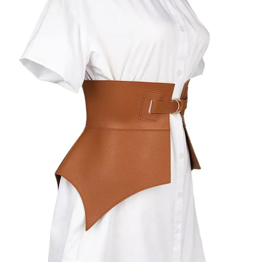 1PC Irregular Pu Leather Belts Long Wide Punk