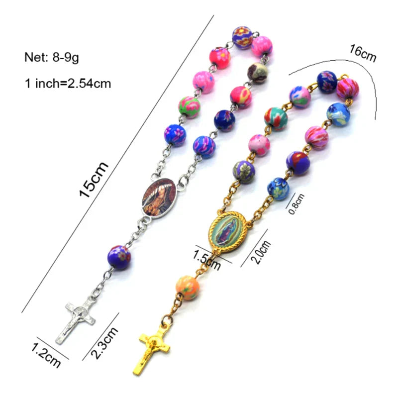 Rosary Bead Bracelet Catholic Pendant Virgin Mary Christian