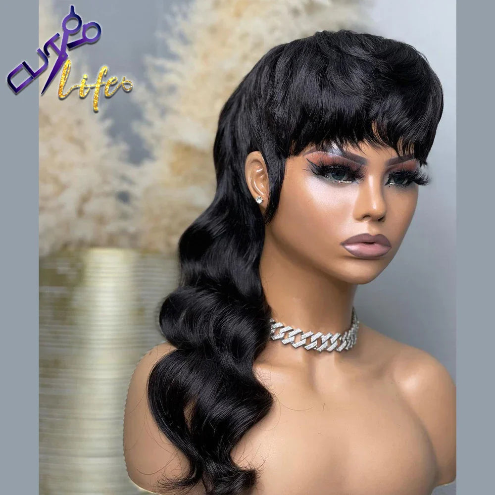 Mullet Wig Highlight Full Machine Made Wig With