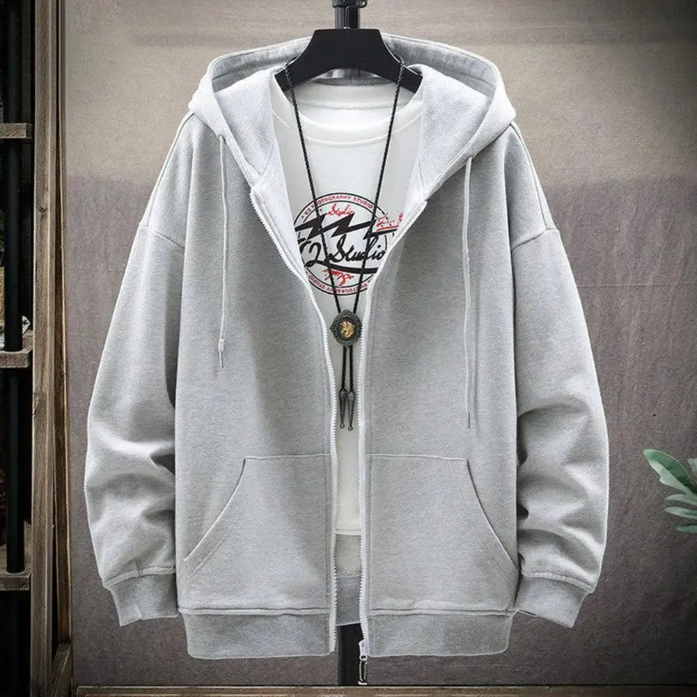 Trendy Autumn Winter Men Fleece Hoodie Sweater Jacket