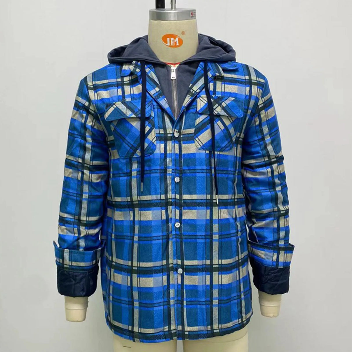 Men's coat Quilted Lined Button Down Plaid Shirt