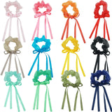 12Pcs Fairy Organza Hair Scrunchies with Ribbon Hair