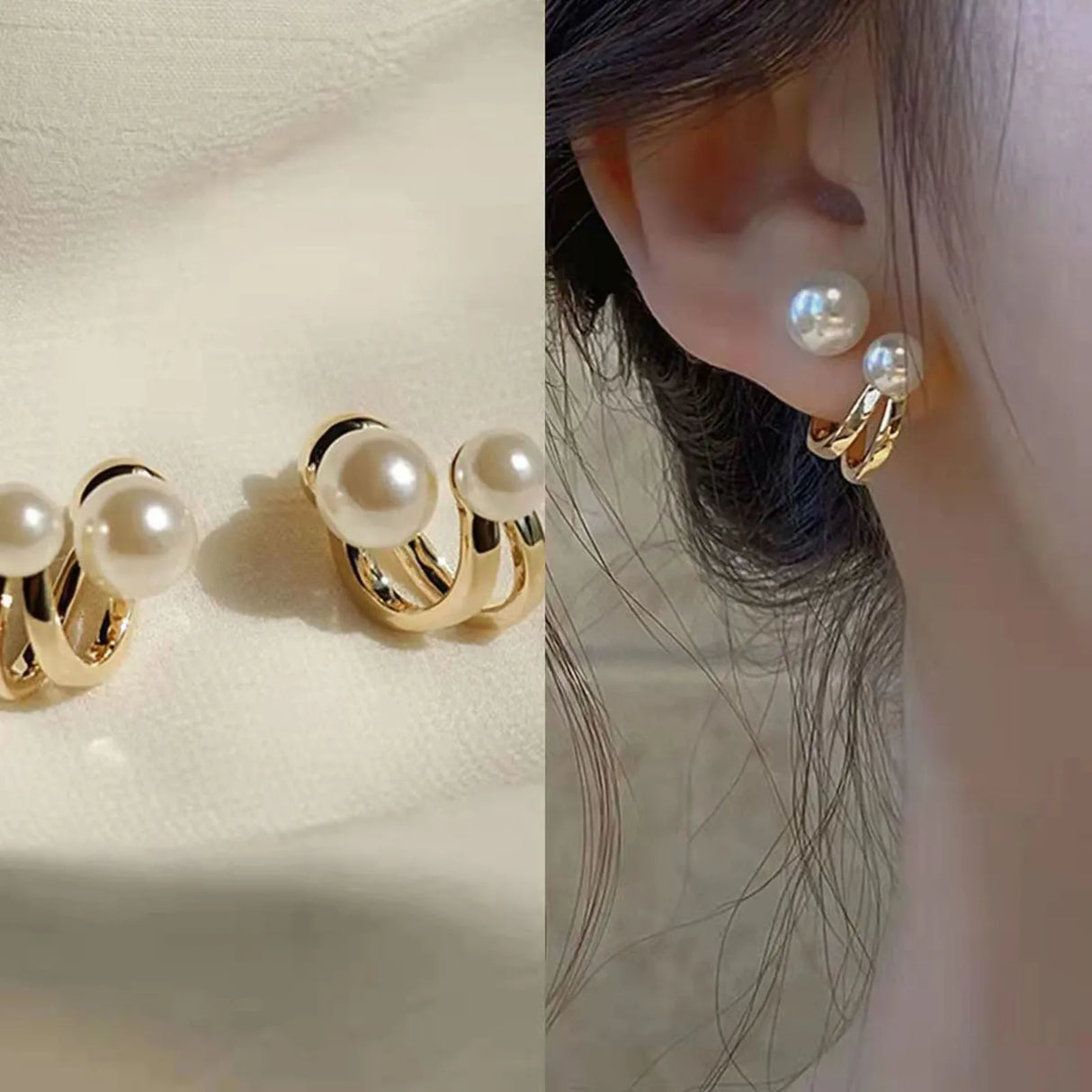 Elegant Pearl Earrings For Women Girls Glossy Rhinestone