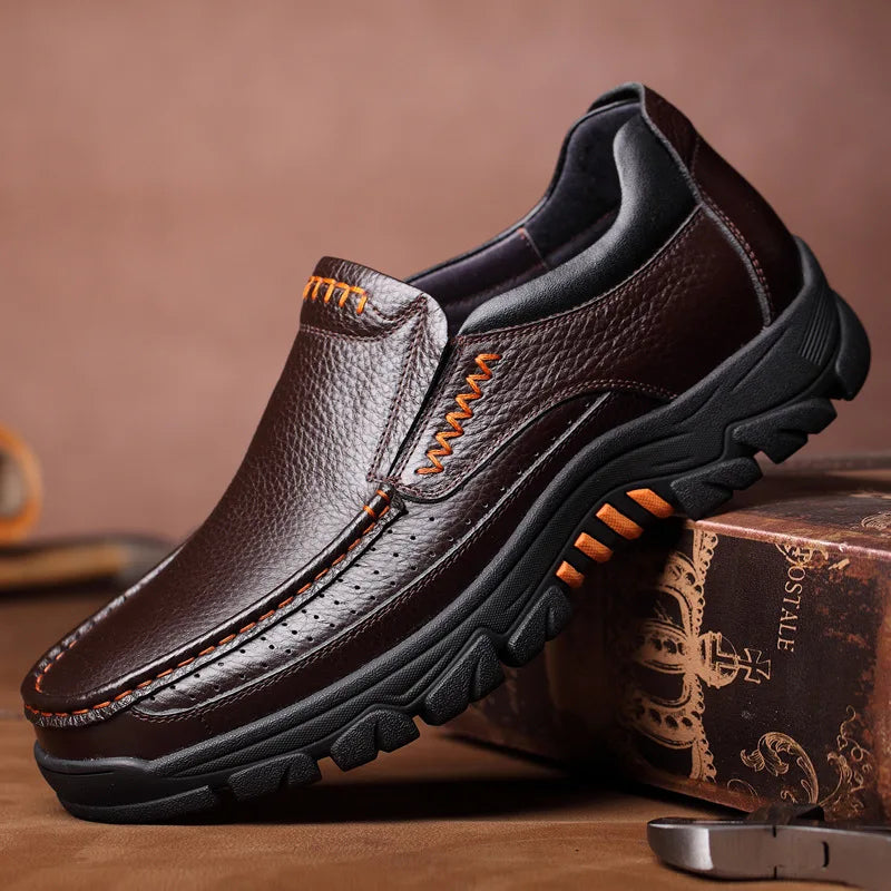 Genuine Leather Shoes Men Loafers Soft Cow Leather