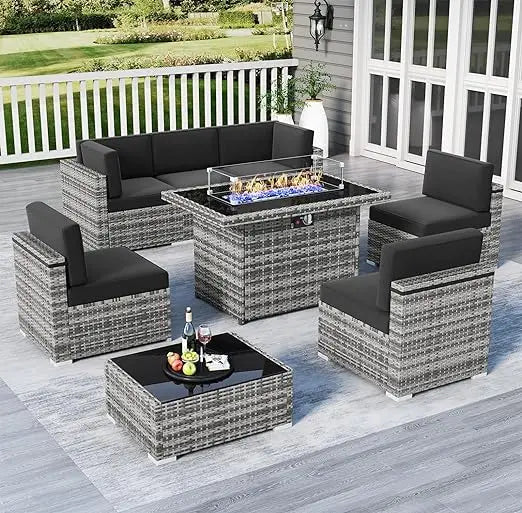 7/8 Pieces Outdoor Patio Furniture Set with Fire