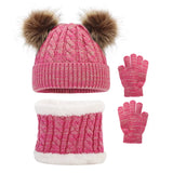 AvoDovA3PCS Children s Winter Double Ball Knitted Hat