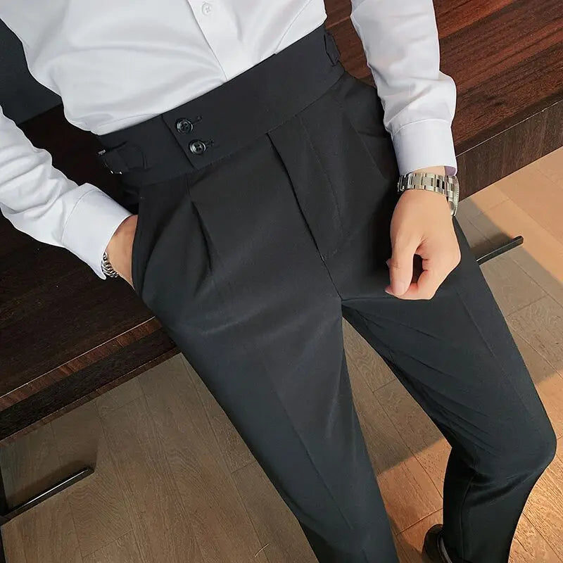 Business Tie Pleated Suit Pants The Trend Fashion