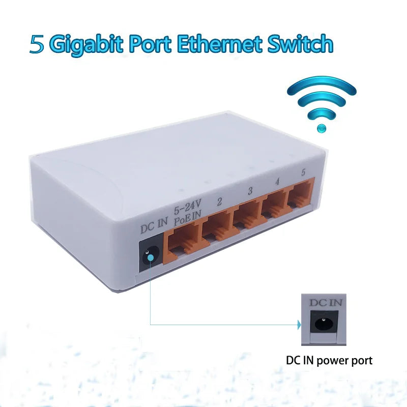 5 Port 1000Mbps Gigabit Network Switch Ethernet Smart