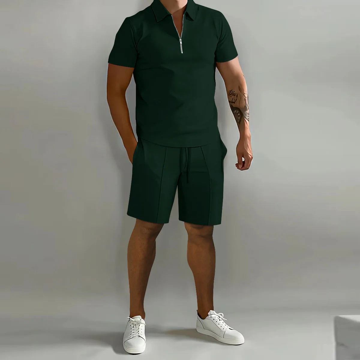 Summer New Solid Color Men's Sets High Street