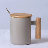 Nordic Wooden Handle Ceramic Porcelain Mug Coffee Cups