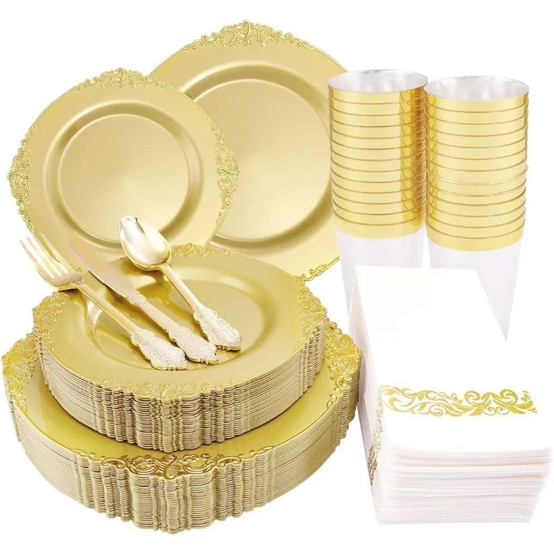 175pcs Plastic Plates- Disposable Plates include Dinner Plates,Dessert