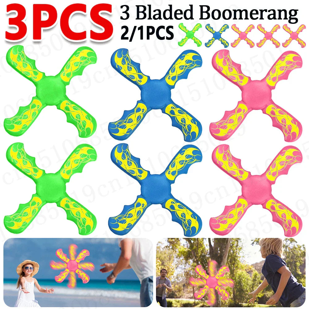 3 Bladed Boomerang Interactive Flying Discs Funny Returning