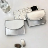 Korean Version Silver Credit Card Holder Purse for Women Simple Cover Type Coin Wallet Ins Student Wallet Female Card Wallet