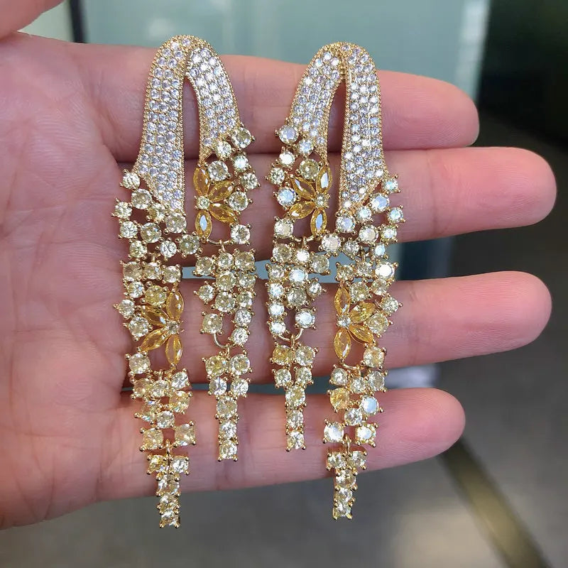 Bilincolor Golden Orange Long Tassel Earring for Women