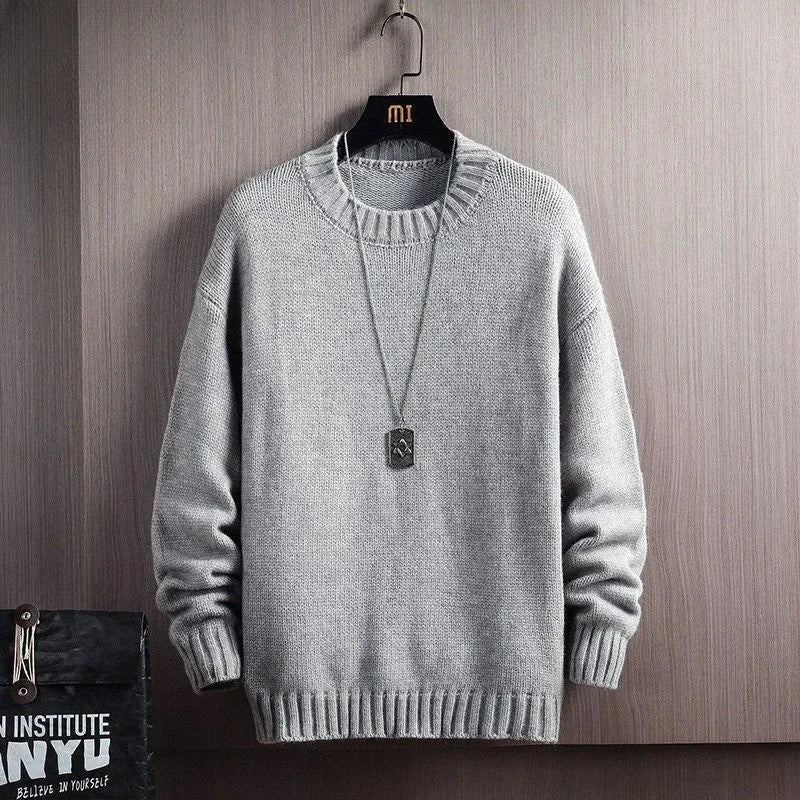 Man Clothes Thick No Hoodie Knitted Sweaters for
