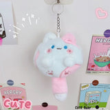 Squeak Long Tailed Cat Plush Keychain Cartoon Cute