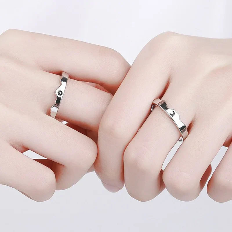 12pcs New Couple Ring Set Minimalist Zircon Moon