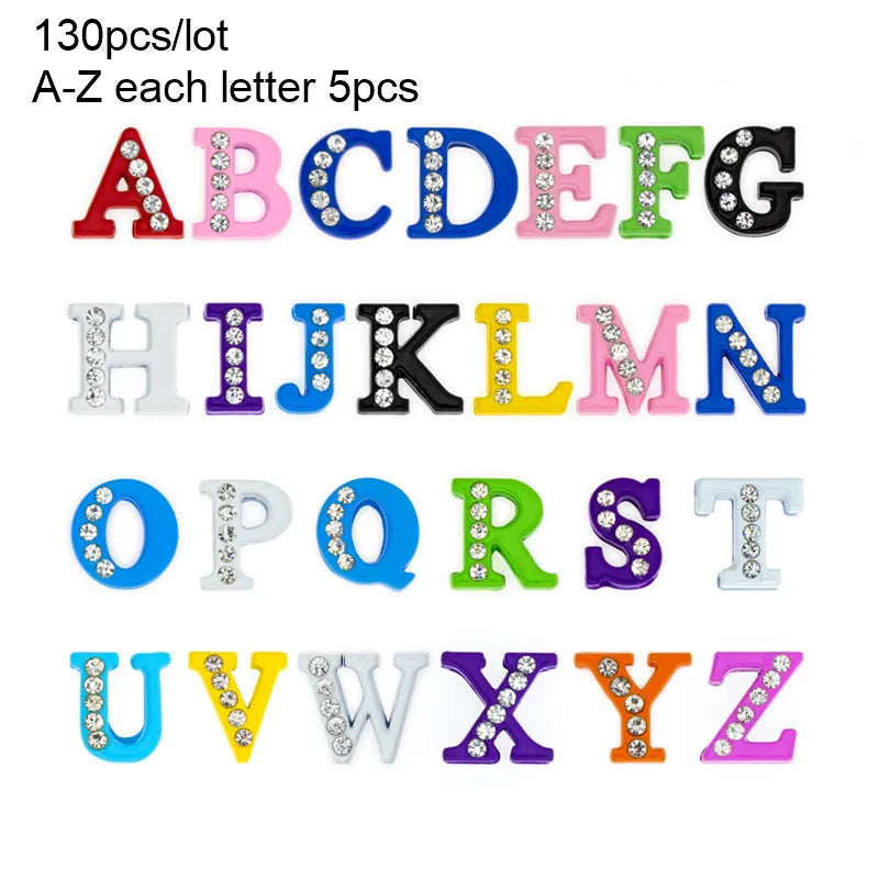 Wholesale 130pcslot 8mm AZ Rhinestone Sliders Letters Slide