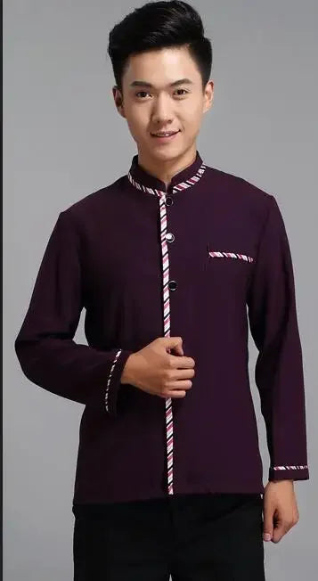 Long Sleeve Hotel Waiter Uniform Female Restaurant Topapron