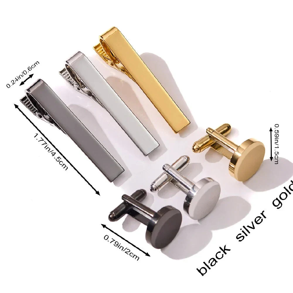2023 Custom Bestman Cufflinks And Tie Clip Sets