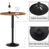 HOOBRO Bar Table, Height-Adjustable Round Pub 27-35.4 Inches,
