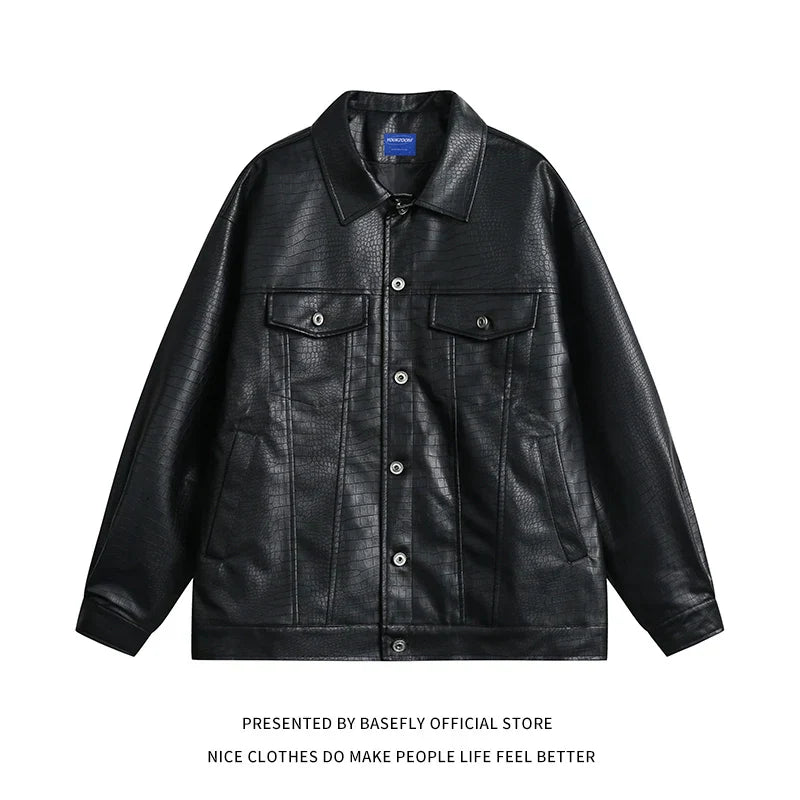 Simple Solid Crocodile Skin Like PU Leather Motorcycle