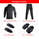 Mens Tactical Suit with Pads Combat Shirtpants Military