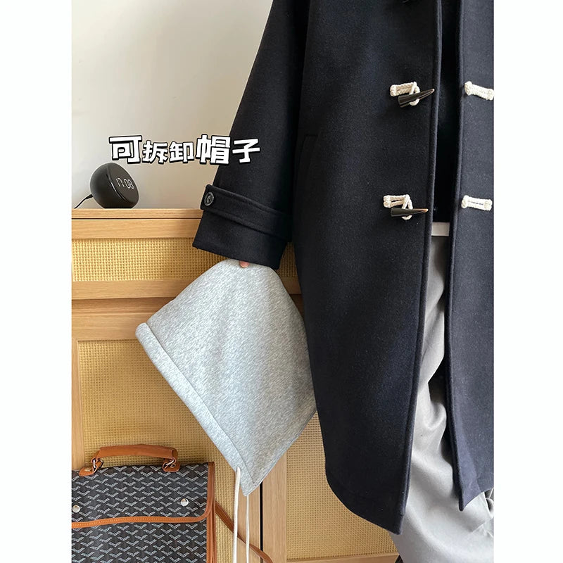 Zongke Hooded Men's Winter Long Coat Wool Coats