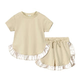 Kids Clothes Girls Outfits Short Sleeve Ruffle T-shirts