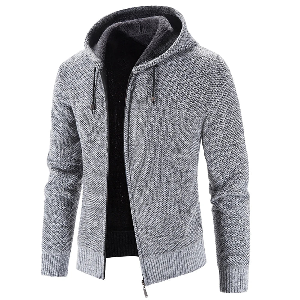 Mens Autumn Winter Warm Thick Fur Lined Hooded