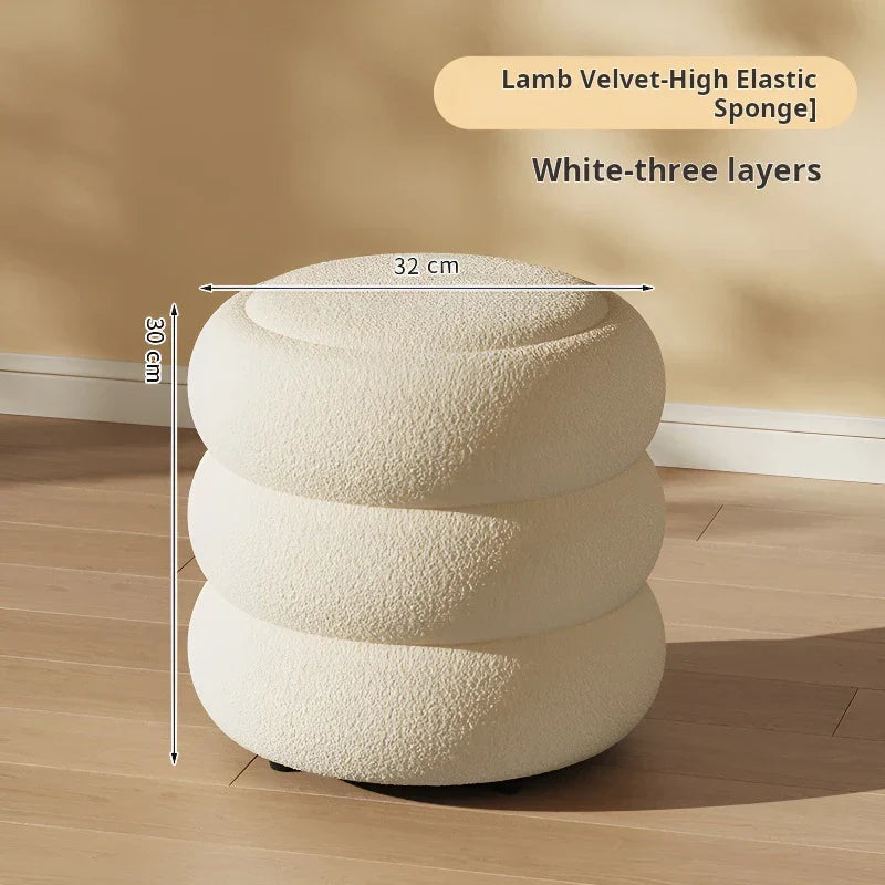 Living room Lamb wool low stool home shoe