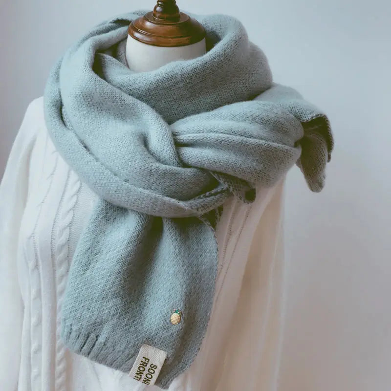 Women Solid Cashmere Scarves Lady Winter Thicken Warm