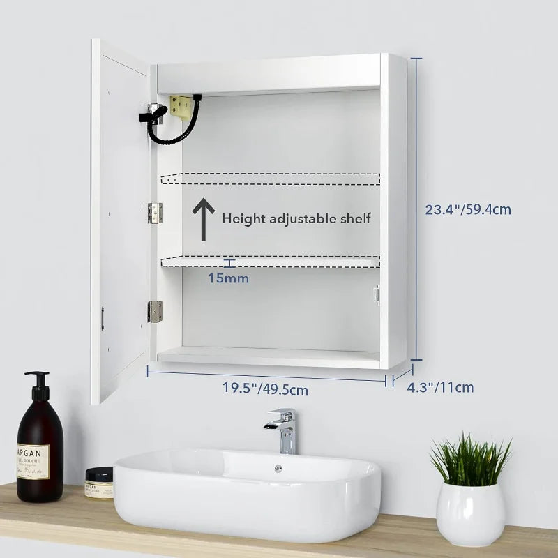 VOWNER Bathroom Medicine Cabinet with LED Lights and