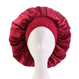 New Women Rhinestone Satin Silky Bonnet Elastic Band