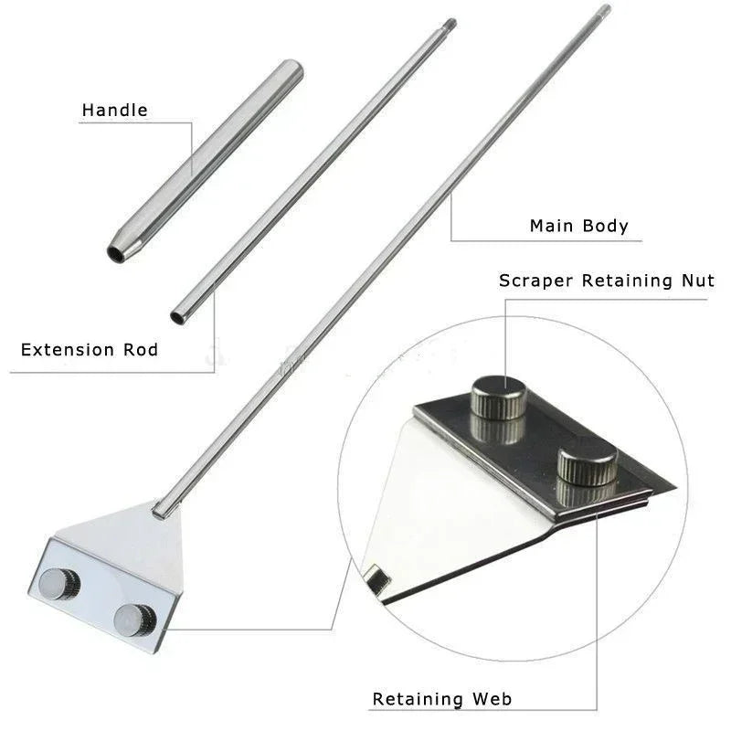 Lengthened Stainless Steel Algae Scraper Aquarium Fish Tank