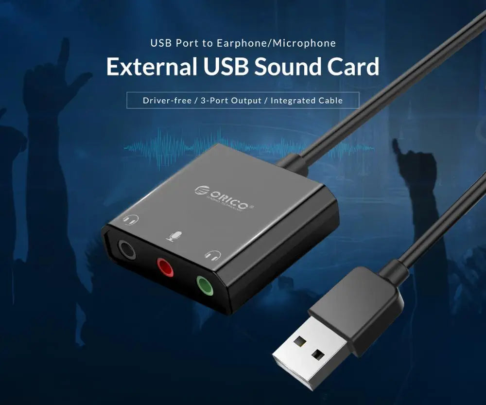 ORICO USB External Sound Card with Audio Interface+Microphone