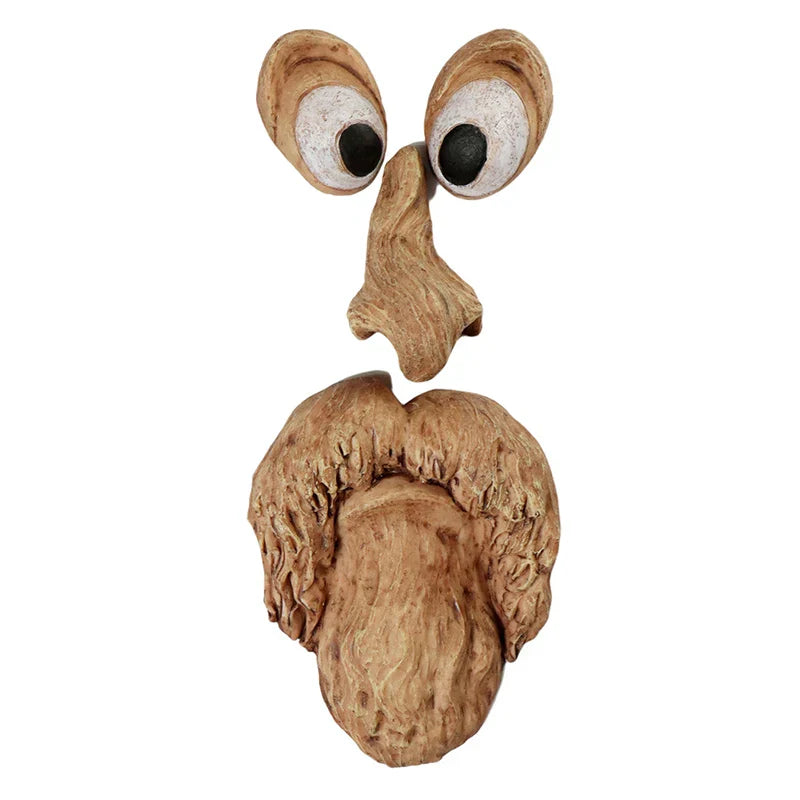 Funny Old Man Tree Face Sculpture Resin Ornament