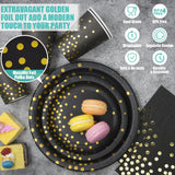 Black and Gold Party Supplies Polka Dot Plate