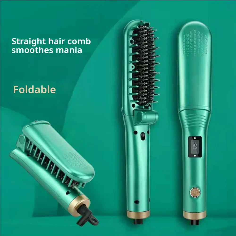 Foldable Electric Hot Comb 5-adjustable Crystal Straight Hair