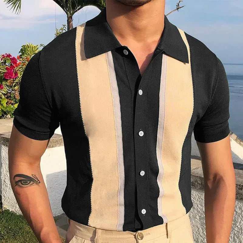 Men's Summer Short Sleeve Polo Shirts Knitted Business