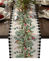 Modern Elegant Table Runner Eucalyptus Berries Robin Table