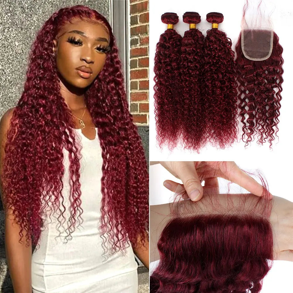 Deep Wave 30 40 Inch Curly 99j burgundy