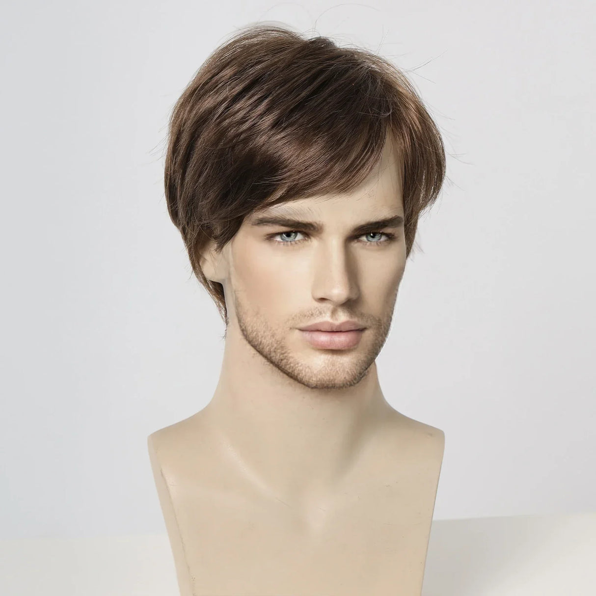 Bob Pixie Cut Wig for Men Light Brown