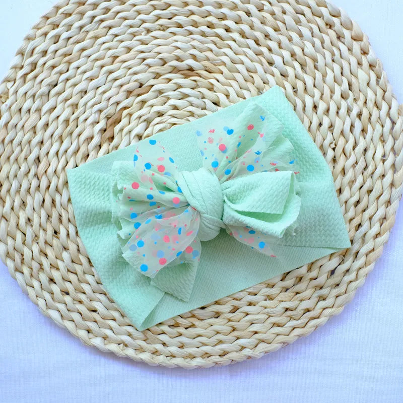 Baby Oversized Bow Headband Leopard Mesh Bowknot Wide