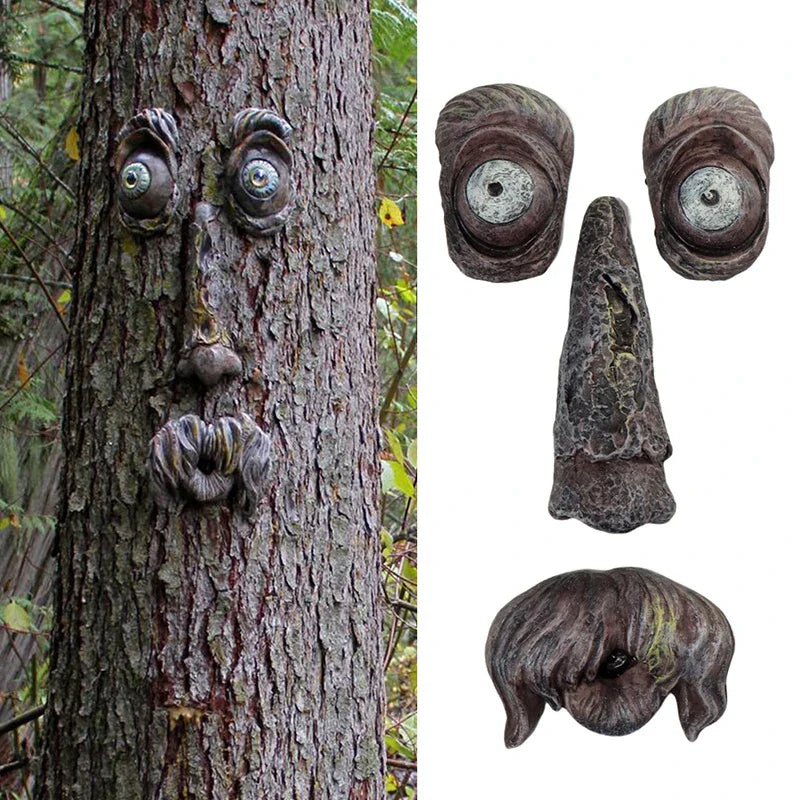 Funny Old Man Tree Face Sculpture Resin Ornament