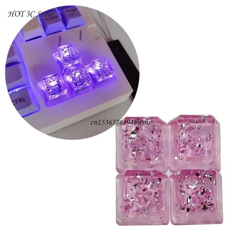 Backlit Keycaps Durable Resin Pink Foil Keycap OEM