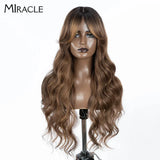 MIRACLE Synthetic Lace Front Wigs For Women Long