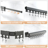 Extendable Clothesline Retractable Clothes Hanger Rack Folding Wall
